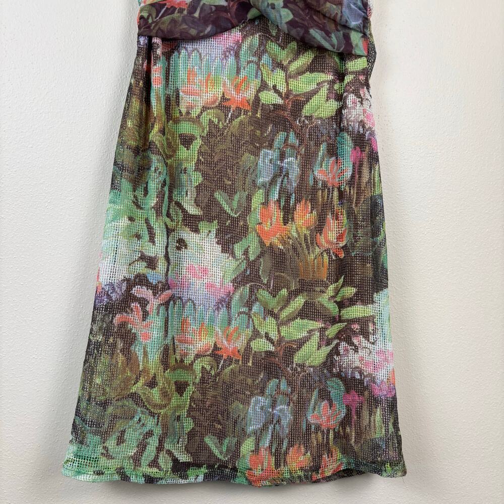 Anthropologie Weston Amisi Mesh Dress Size Medium in Green Motif - Picture 6 of 11